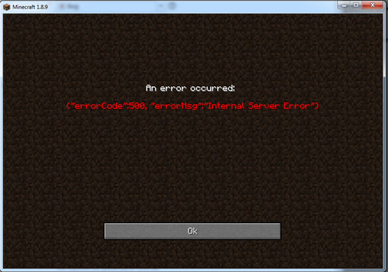 Internal server error как исправить minecraft